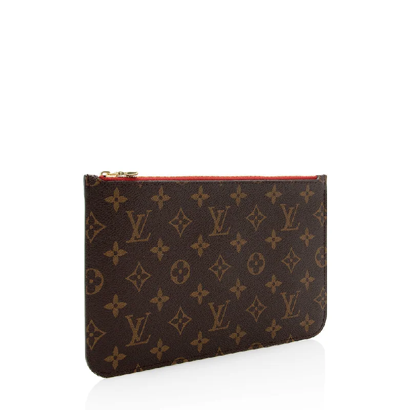 Louis Vuitton crossbody bags in a bold red color for a statementLouis Vuitton Monogram Canvas Neverfull MM Pochette (19211)