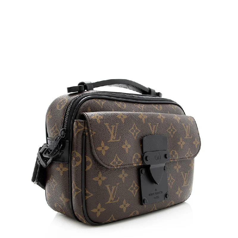 Louis Vuitton handbags with a patent - leather finish for a shiny lookLouis Vuitton Monogram Canvas S Lock Messenger Bag (20669)