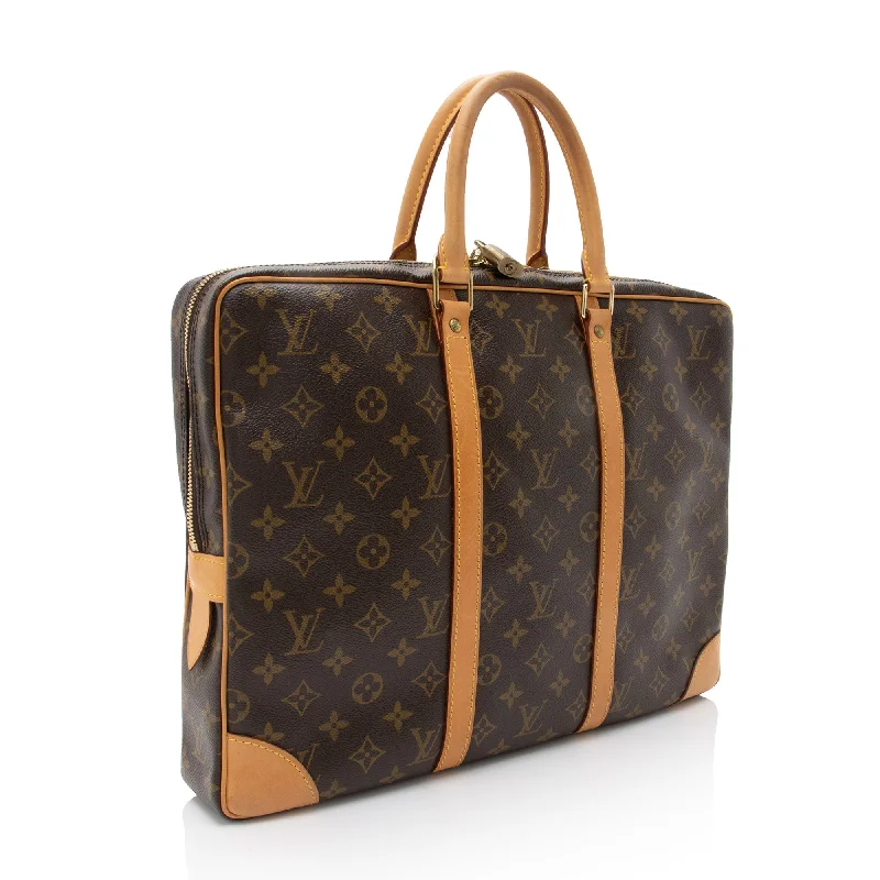 Louis Vuitton backpacks with a padded back panel for comfort during long - wearLouis Vuitton Monogram Canvas Porte Documents Voyage Bag (ajQncv)