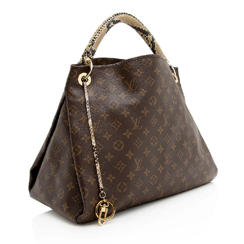 Louis Vuitton backpacks with a sleek, minimalist design for styleLouis Vuitton Monogram Canvas Python Artsy MM Shoulder Bag (21743)