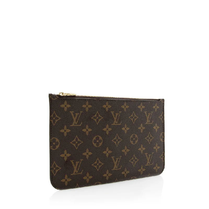 Louis Vuitton bags with a magnetic snap closure for easy accessLouis Vuitton Monogram Canvas Neverfull MM Pochette (19482)