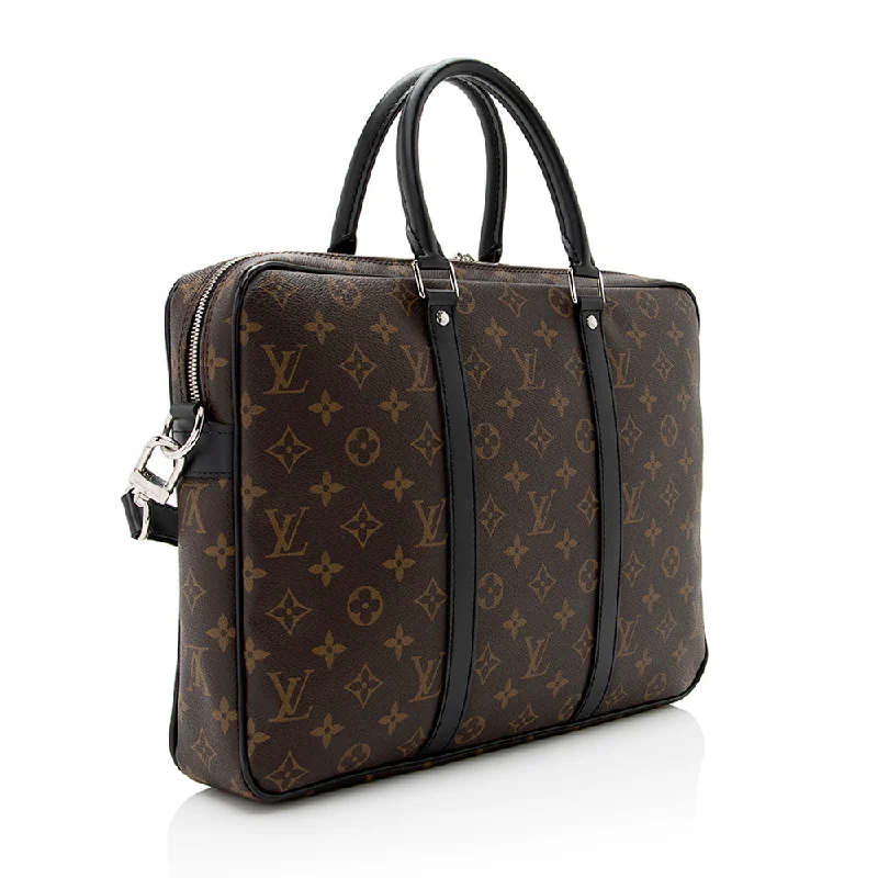 Louis Vuitton crossbody bags in a bold red color for a statementLouis Vuitton Monogram Canvas Porte-Documents Voyage PM Messenger Bag (21188)