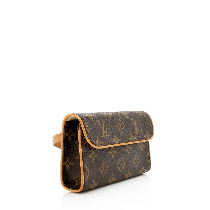 Louis Vuitton handbags with a back - zip pocket for storing valuablesLouis Vuitton Monogram Canvas Pochette Florentine Small Belt Bag (22975)