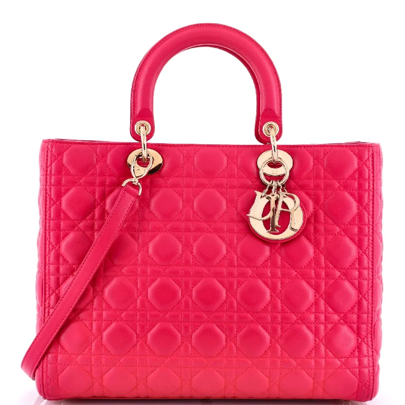 Christian Dior handbags with a snap - button closure and a decorative buckleLady Dior Bag Cannage Quilt Lambskin Large