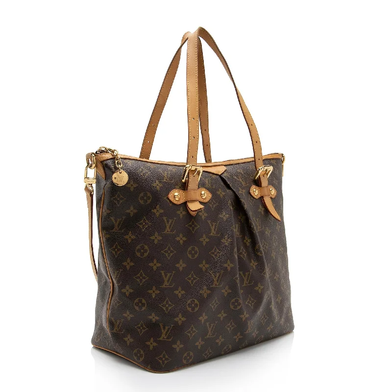 Ladies Louis Vuitton shoulder bags with a tassel decoration for charmLouis Vuitton Monogram Canvas Palermo GM Tote (XD5C48)