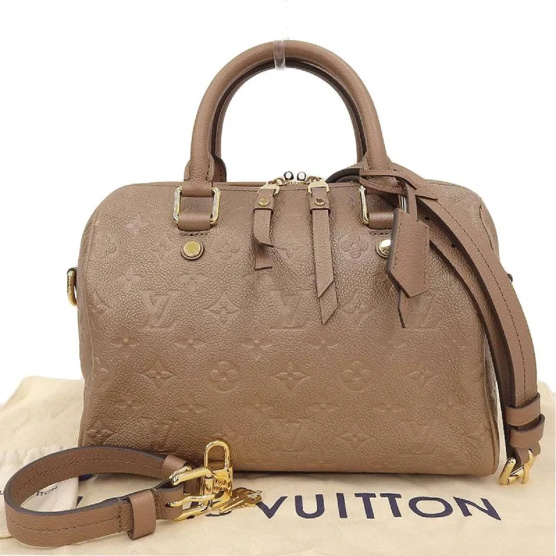 Ladies Louis Vuitton shoulder bags with a single - handle silhouetteLouis Vuitton Monogram Implant Speedy 25 Bandouliere Bag Bronze M41019