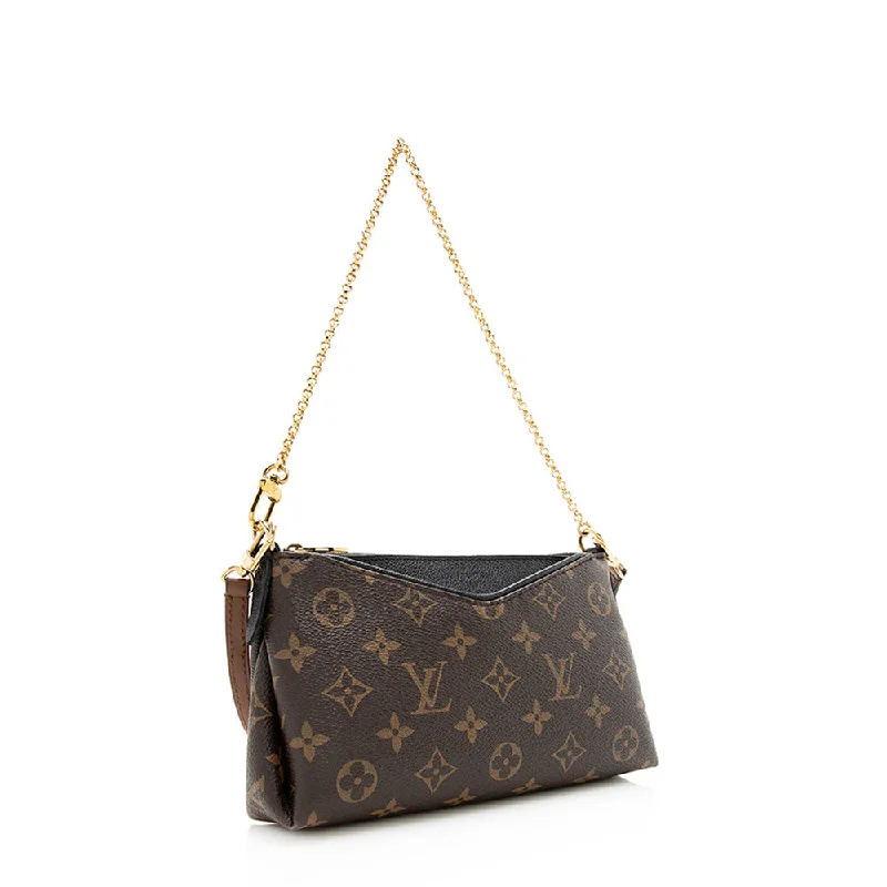 Louis Vuitton bags with a zippered interior pocket for better organizationLouis Vuitton Monogram Canvas Pallas Clutch (20532)