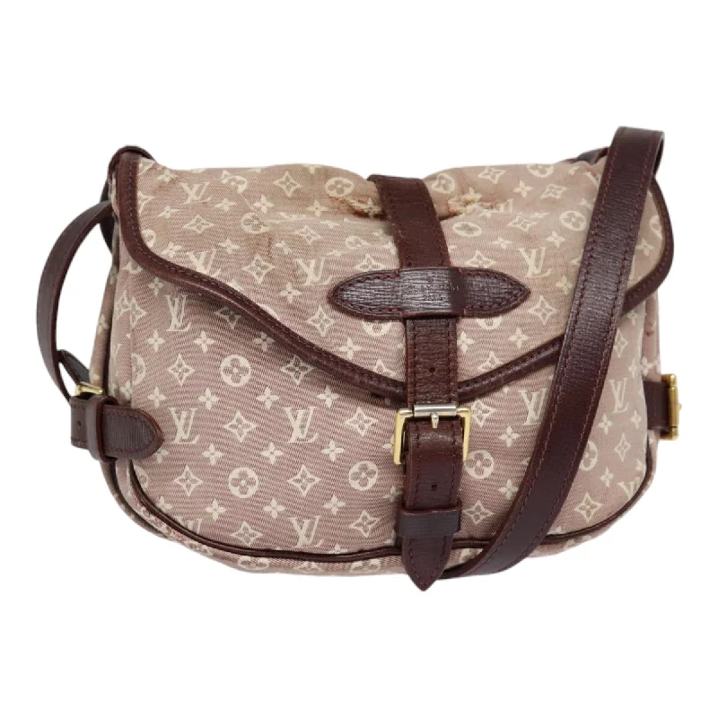 Ladies Louis Vuitton Petite Malle bags in a pastel color for a soft lookLOUIS VUITTON Monogram Idylle Saumur PM Shoulder Bag Sepia M40669 Auth bs17039