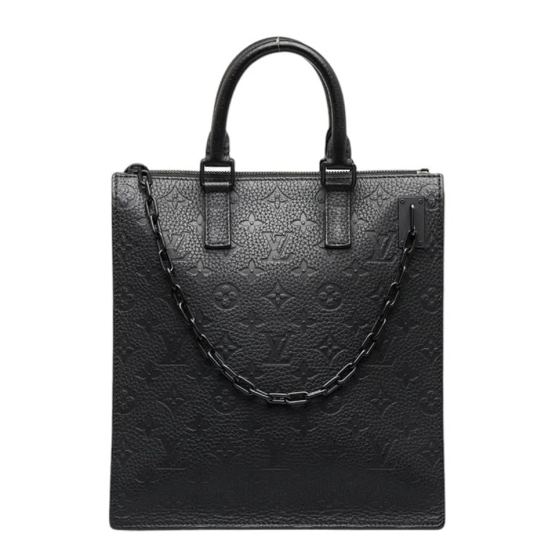 Louis Vuitton tote bags with a water - resistant coating for outdoor useLOUIS VUITTON Monogram Emplant Sacpla Shoulder Bag M55924 Noir Black Calf Leather Women's