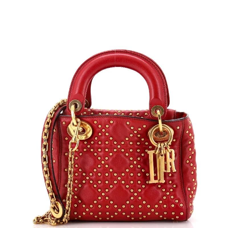 Trendsetting Christian Dior crossbody bags with a colorful strapSupple Lady Dior Bag Cannage Studded Denim Mini