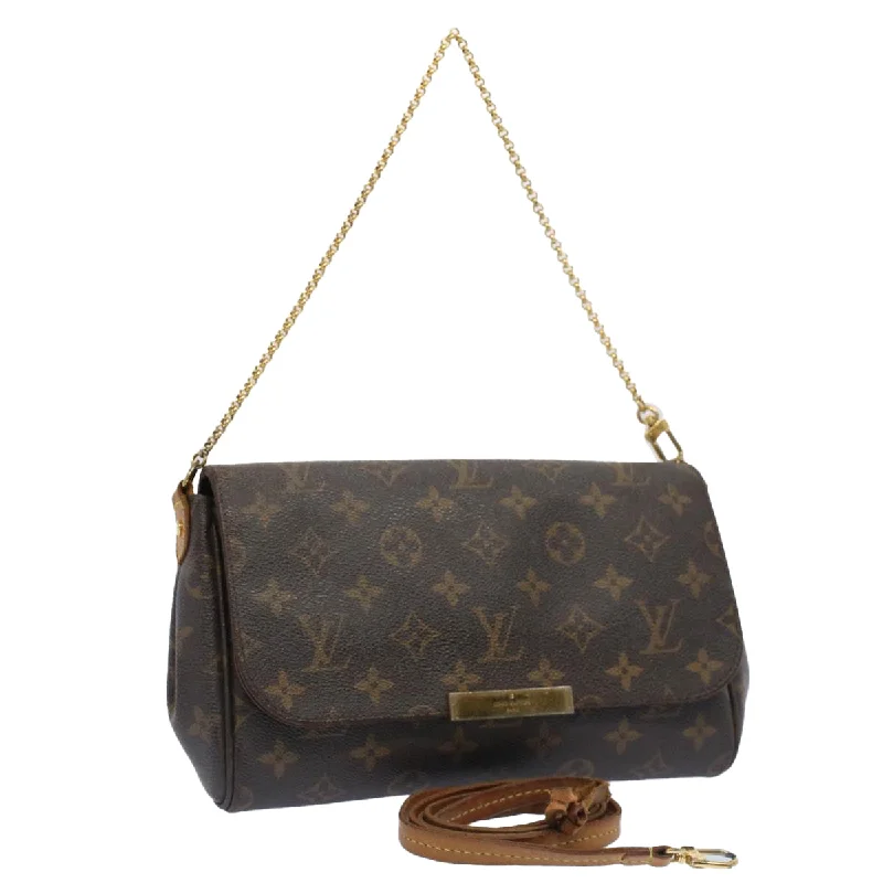 Louis Vuitton bags with a front - zip pocket for small items like keysLOUIS VUITTON Monogram Favorit PM Shoulder Bag 2way M40718 LV Auth am4946