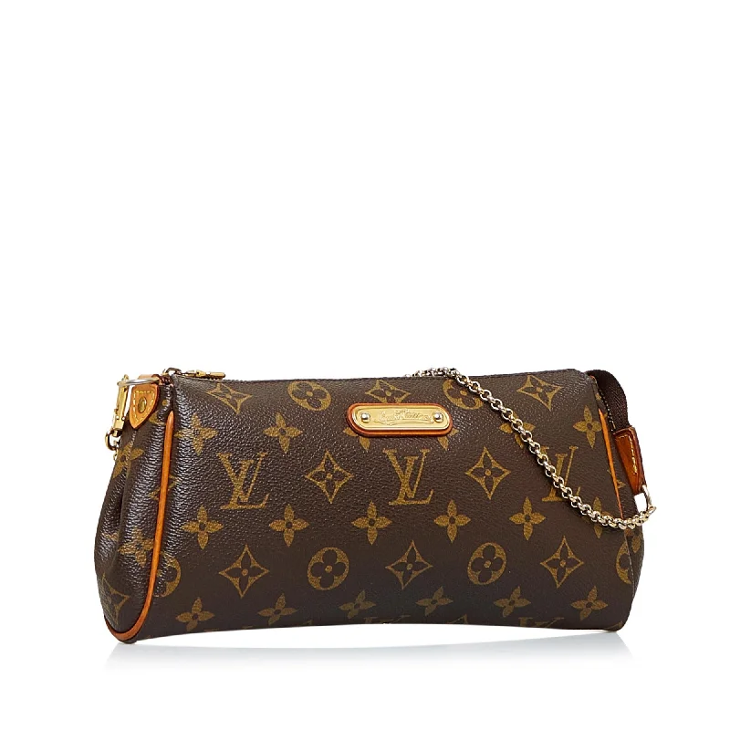 Louis Vuitton bags with a snap - button closure and a decorative charm for styleLouis Vuitton Monogram Eva (SHG-QkMBRK)