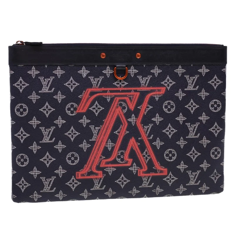 Louis Vuitton bags with a front - flap pocket for quick - access itemsLOUIS VUITTON Monogram Ink Pochette Apollo Clutch Bag Navy M62905 LV Auth 39644A