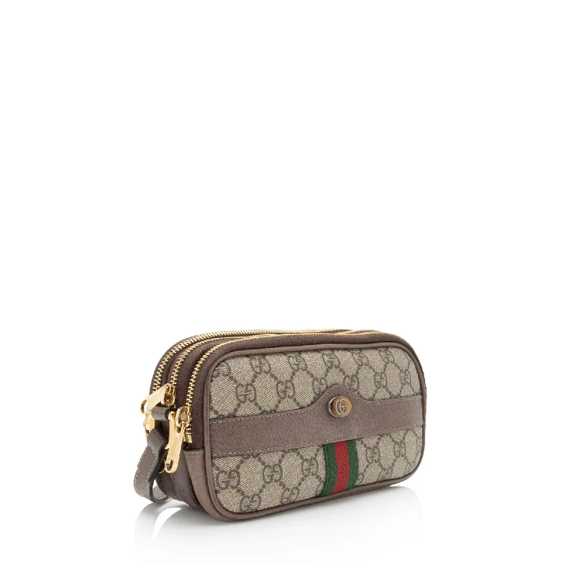 Women Gucci bags with a snap - button closure and a decorative charmGucci GG Supreme Ophidia Triple Zip Crossbody Bag (HPxCwf)