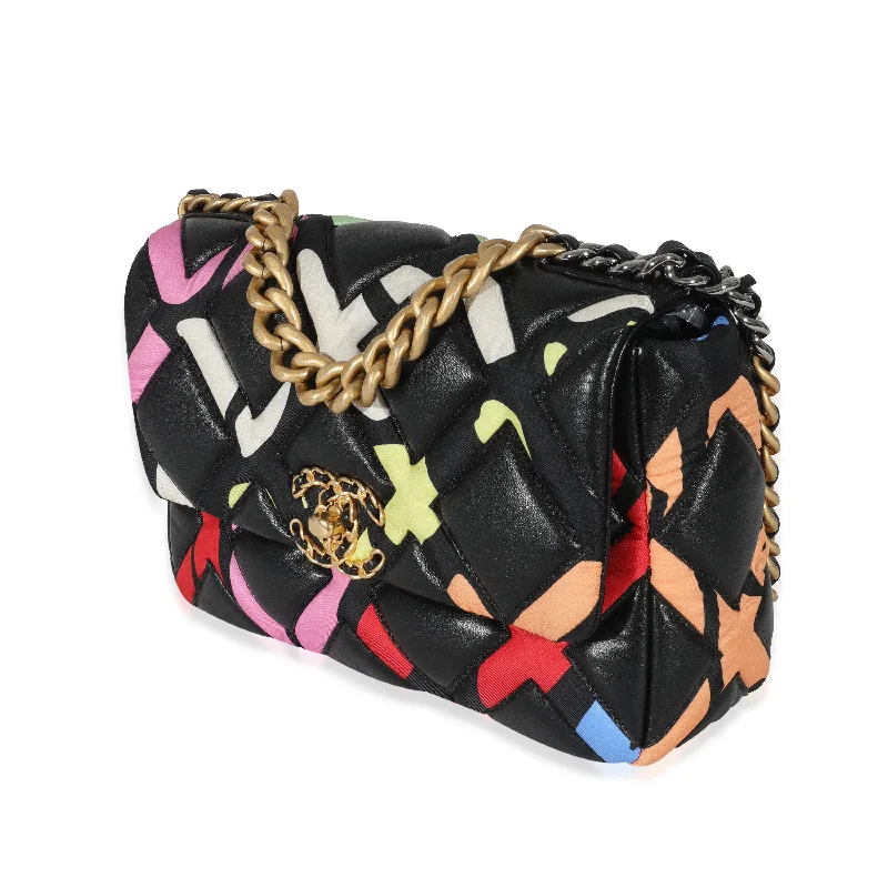 Chanel bags with exclusive seasonal designs and materialsChanel 22S Black Multicolor Lambskin Fixation Small Chanel 19 Bag