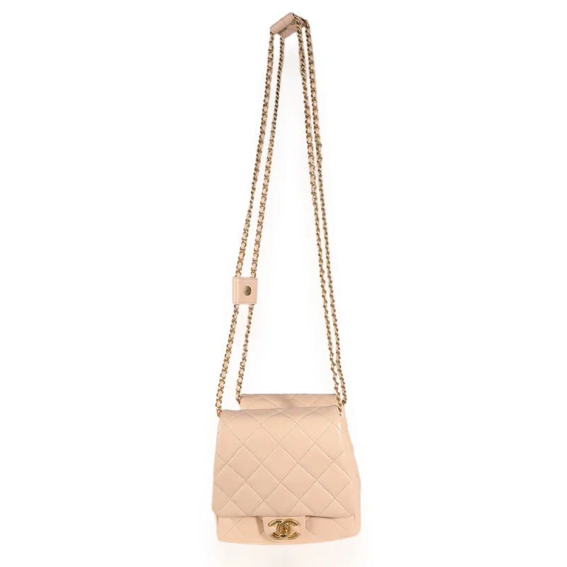 Chanel bags for women with minimalist styleCHANEL 19S Beige Quilted Lambskin Side Packs