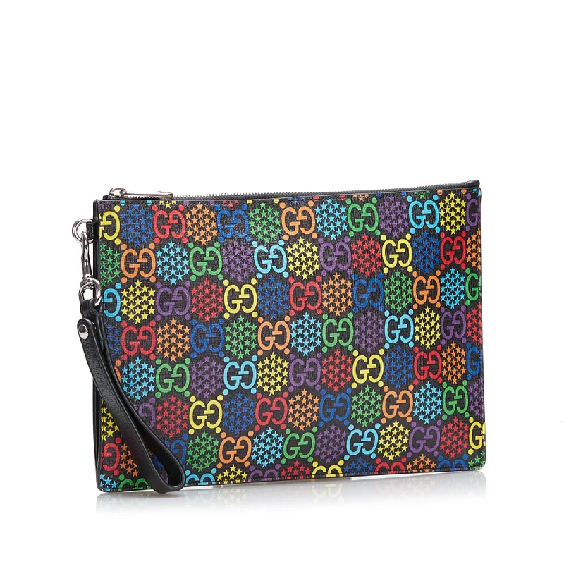 Women Gucci crossbody bags with a printed floral patternGucci GG Supreme Psychedelic Zip Clutch (36980)