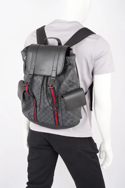 Women Gucci crossbody bags with a woven leather strapGucci Mens GG Web Backpack Grey Canvas