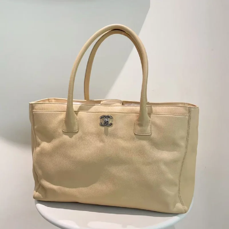 Chanel bags with leather and tweed combinationsChanel Beige Leather Tote Large Bag