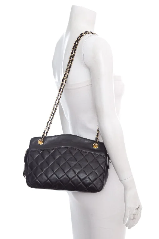 Chanel Designer Handbag with Unique DesignChanel Vintage Black Quilted Medallion Zip Tote  Shoulder Bag