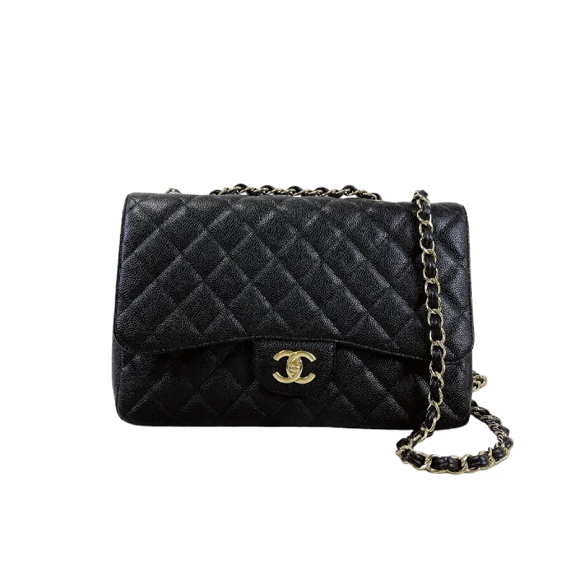 Chanel bags with classic and elegant designsSingle Flap Jumbo Black Caviar GHW