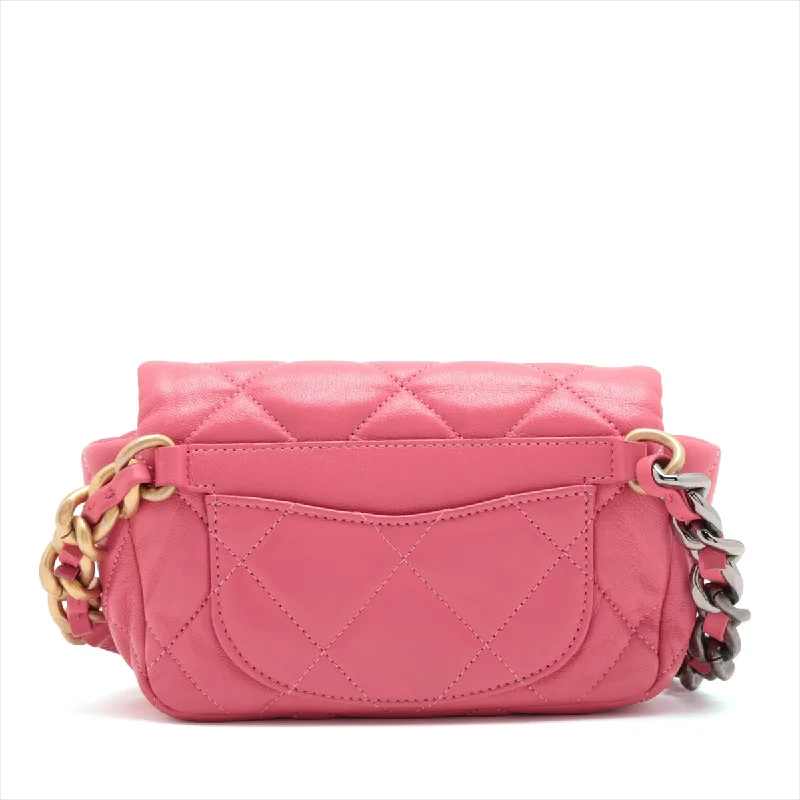 Chanel bags with iconic stitching detailsChanel 19 Leather Body Bag Pink G x Silver Gold  29th