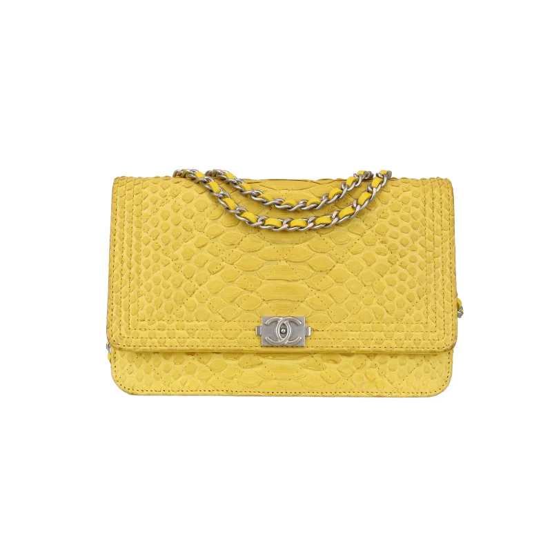 Chanel bags with modern touchesPython Leather Boy Wallet on Chain WOC Yellow SHW