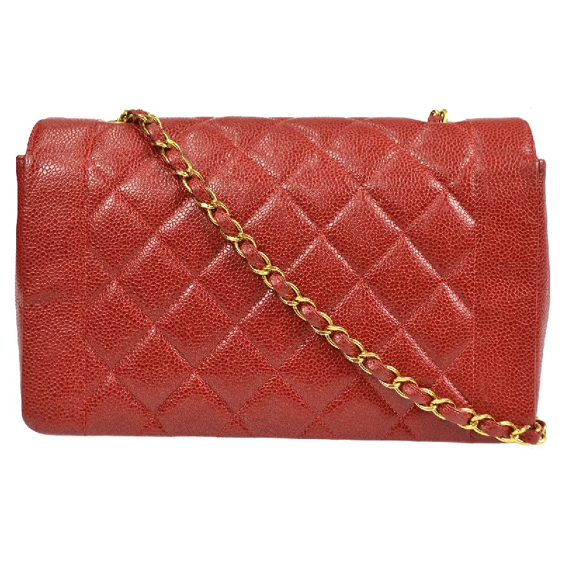 Chanel Designer Handbag with Unique DesignChanel 1994-1996 Red Caviar Medium Diana Flap Bag