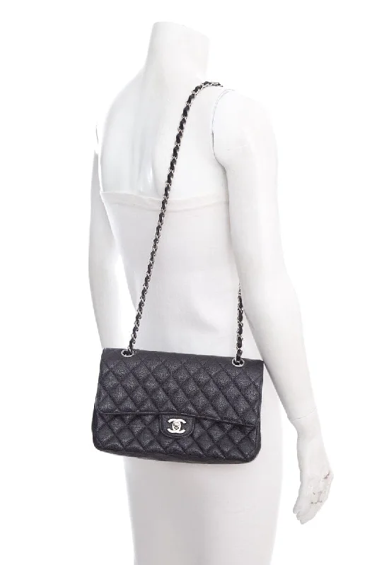 Chanel bags for a polished and professional appearanceChanel 2016 Black Caviar Double Flap Handbag with Silver Hardware