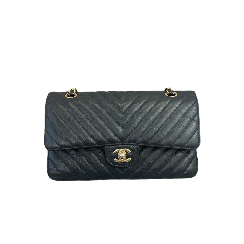 Chanel bags sale 2025Classic Flap Medium Chevron Metallic Calfskin Black GHW