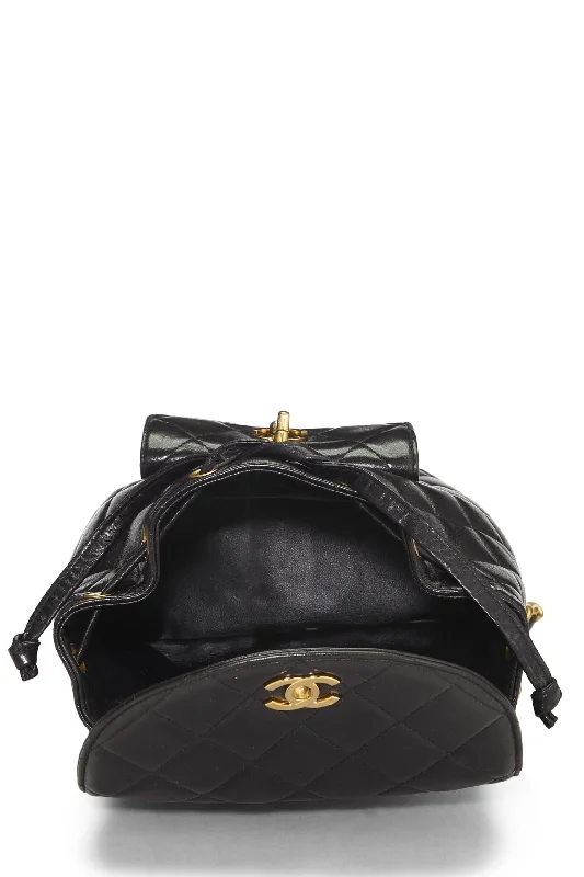 Chanel Vintage Inspired Handbag for Retro LoversChanel,  Black Quilted Lambskin 'CC' Classic Backpack Medium, Black