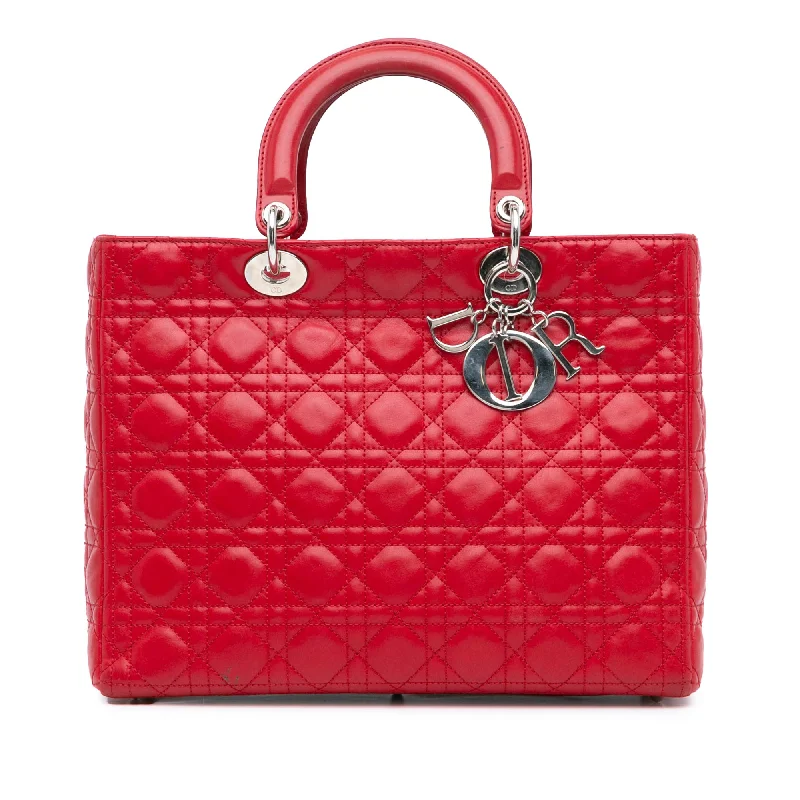 Fashion - forward Christian Dior tote bags for the modern womanRed Dior Large Lambskin Cannage Lady Dior Satchel