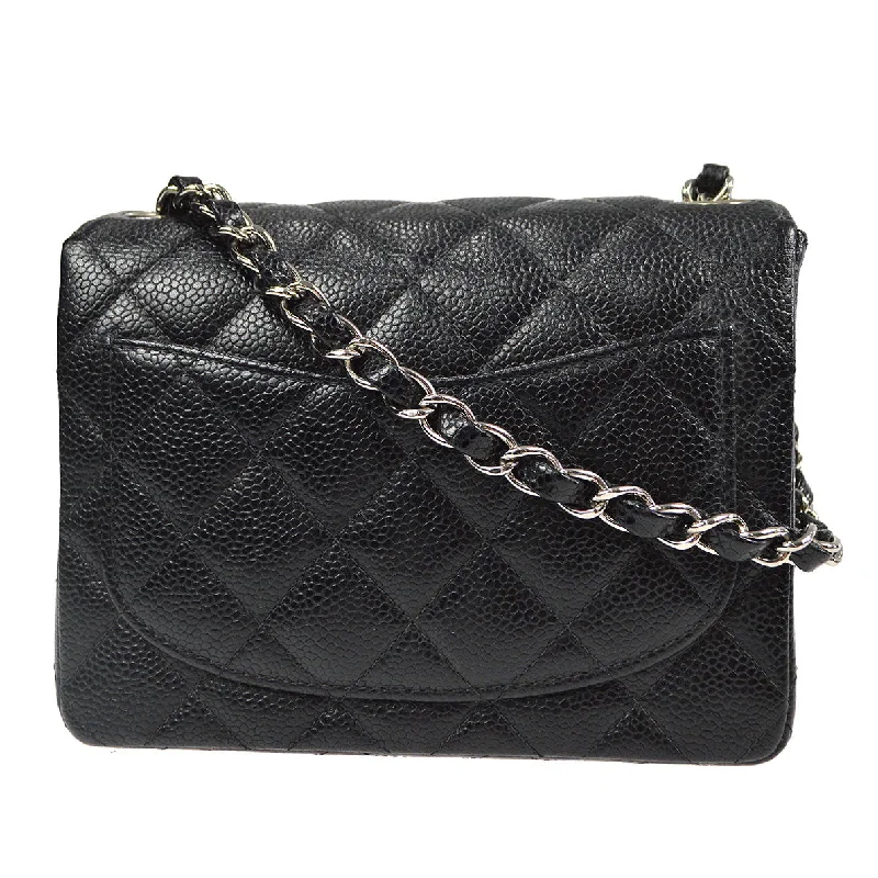 Chanel bags for the minimalist fashionCHANEL 2004-2005 Classic Flap Mini Square 17 SHW Black Caviar 78282