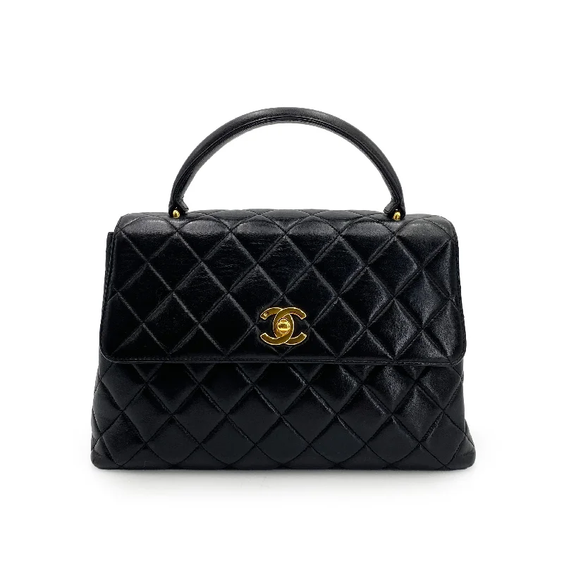 Chanel Handbag with Adjustable Strap for ComfortChanel Vintage Top Handle Quilted Black Lambskin GHW #4 90242984