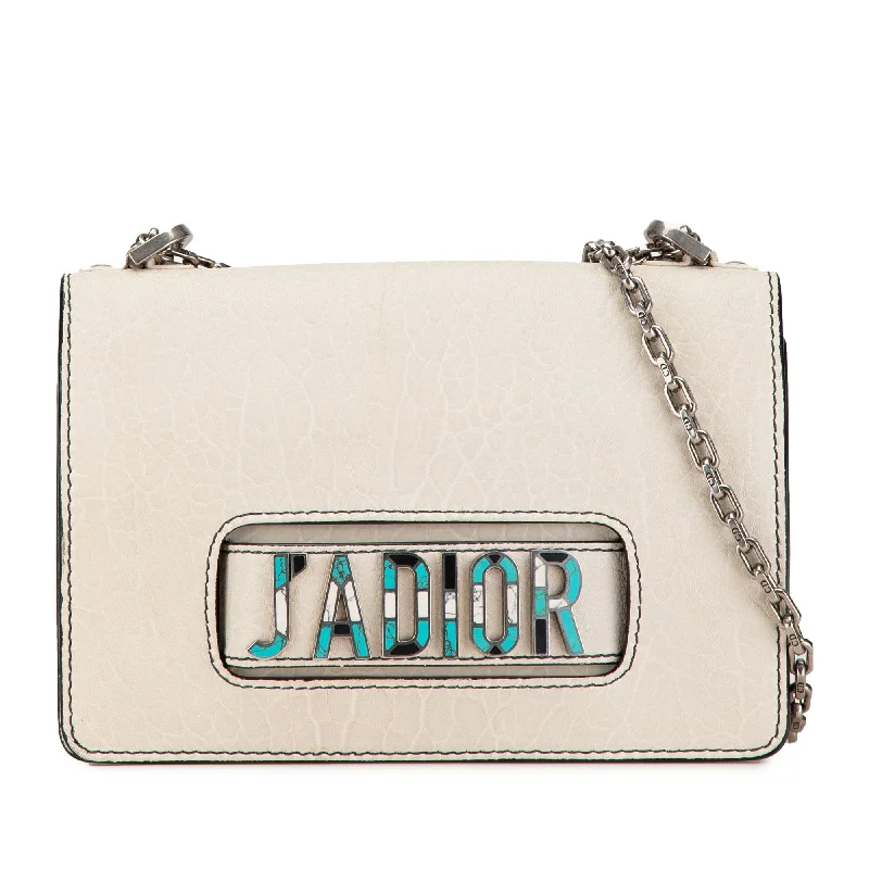 Christian Dior handbags with a back - pocket for quick storageWhite Dior Calfskin Mosaic J'Adior Flap Bag with Chain