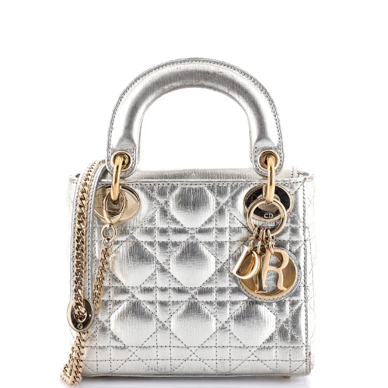 Christian Dior handbags with a detachable mirror for on - the - go touch - upsLady Dior Chain Bag Cannage Quilt Lambskin Mini