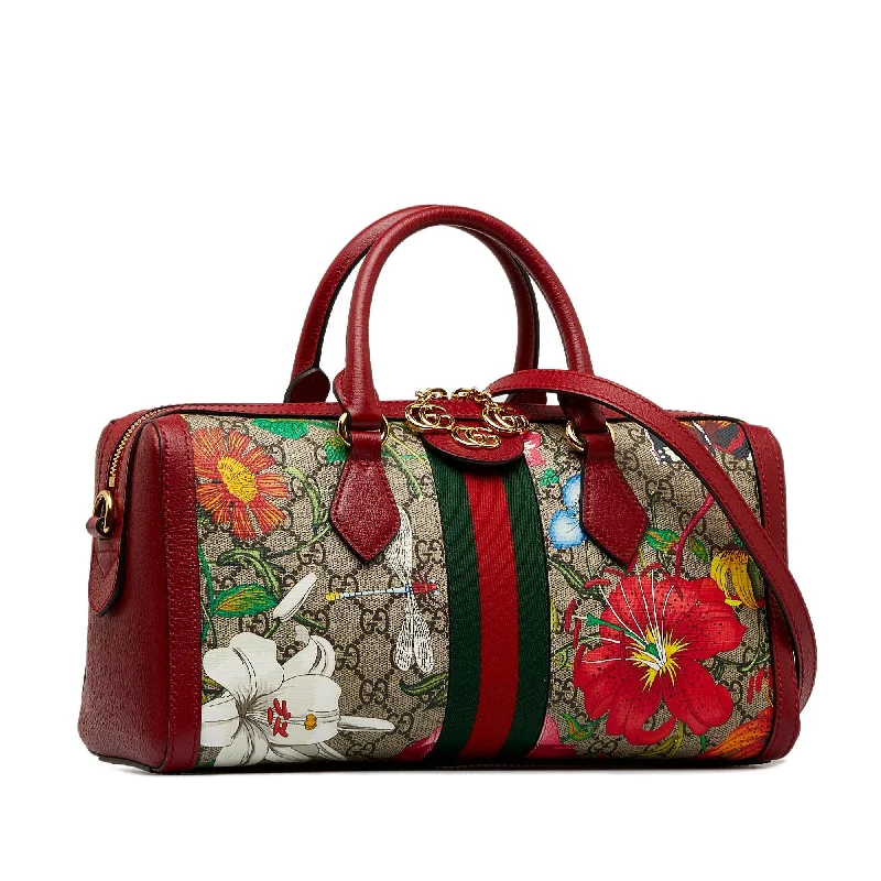 Women Gucci tote bags in GG Supreme canvas for a branded feelGucci GG Supreme Ophidia Web Flora Satchel (DQ9HBO)