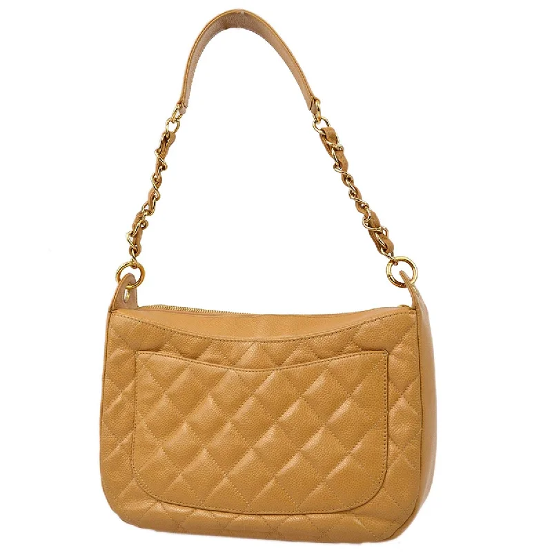 Chanel Limited Edition Handbag for CollectorsChanel 2004-2005 Beige Caviar Skin Hobo Shoulder Bag