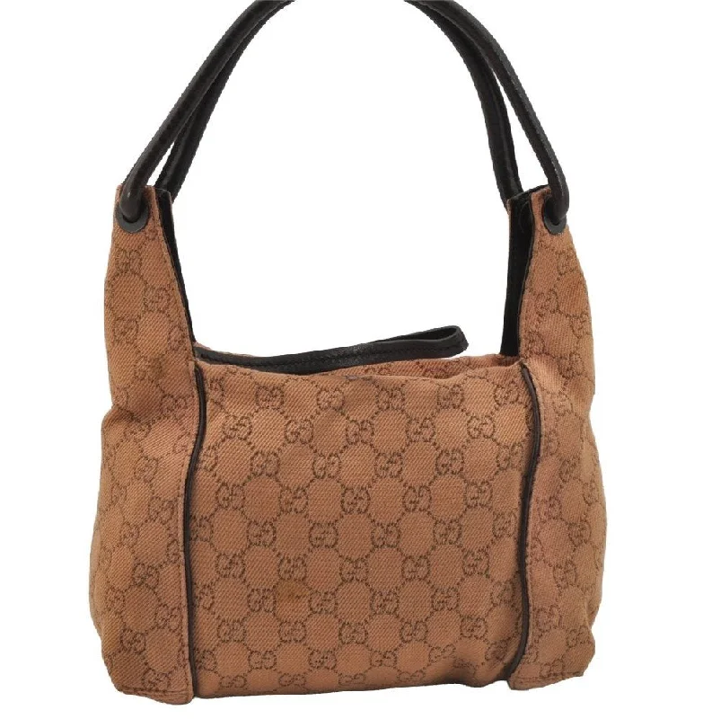 Women Gucci Sylvie bags with a detachable ribbon detailAuthentic GUCCI Shoulder Hand Bag GG Canvas Leather 101333 Brown 7406I