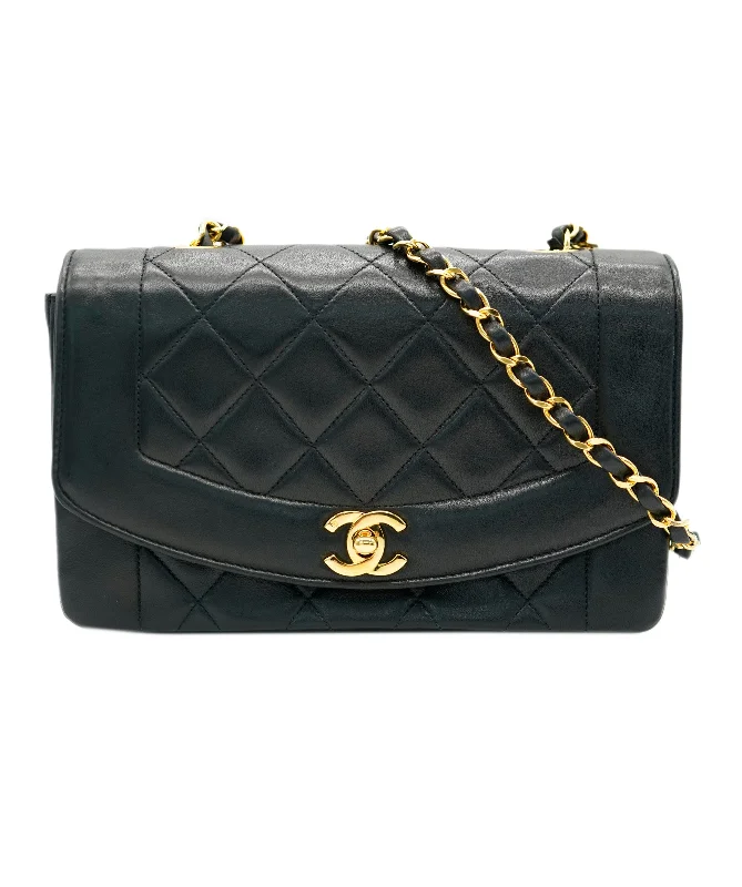 Chanel Classic Flap Bag for Evening PartyCHANEL VINTAGE DIANA SMALL CHAIN SHOULDER BAG BLACK LAMB SKIN DBXS2146