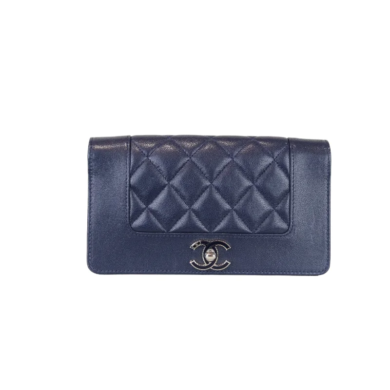 Chanel Vintage Inspired Handbag for Retro LoversMademoiselle Quilted Wallet Blue GHW