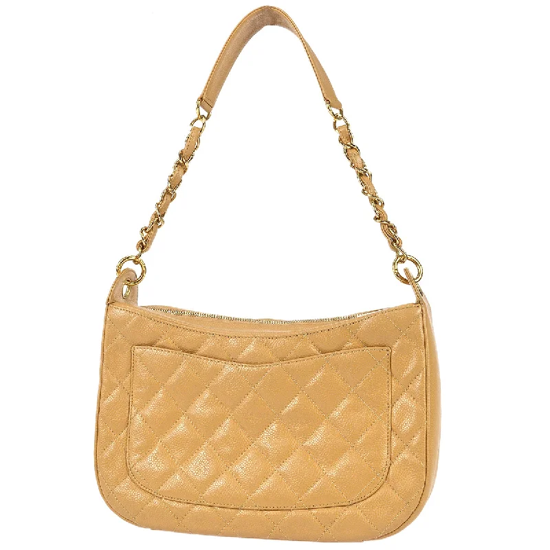 Chanel New Arrival Handbag with Gold HardwareChanel 2004-2005 Hobo Chain Handbag Beige Caviar