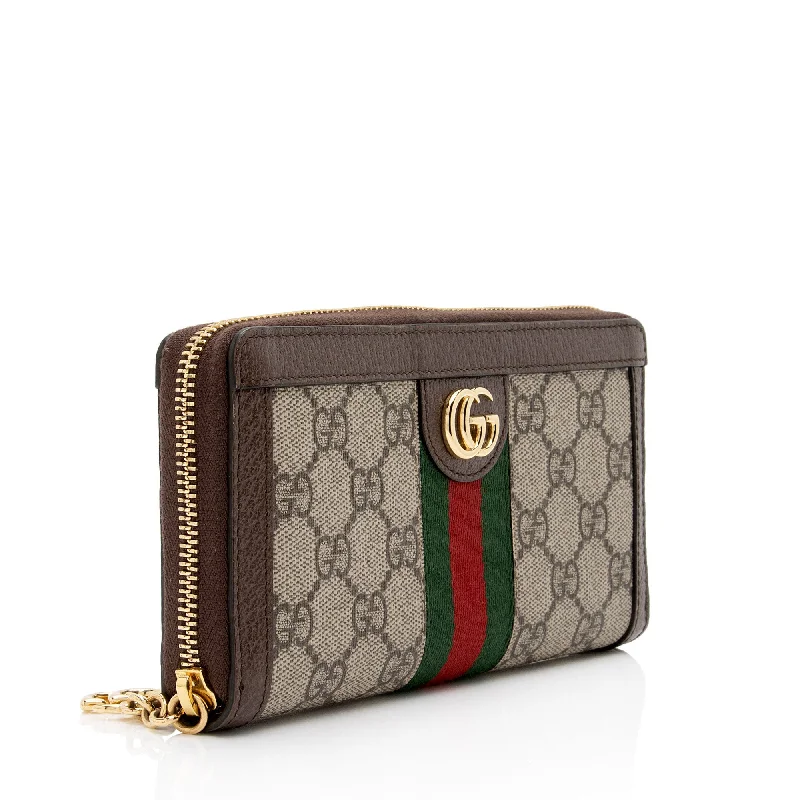 Gucci tote bags for women with a water - resistant coatingGucci GG Supreme Ophidia Zip Around Wallet (SHF-W9yo8i)