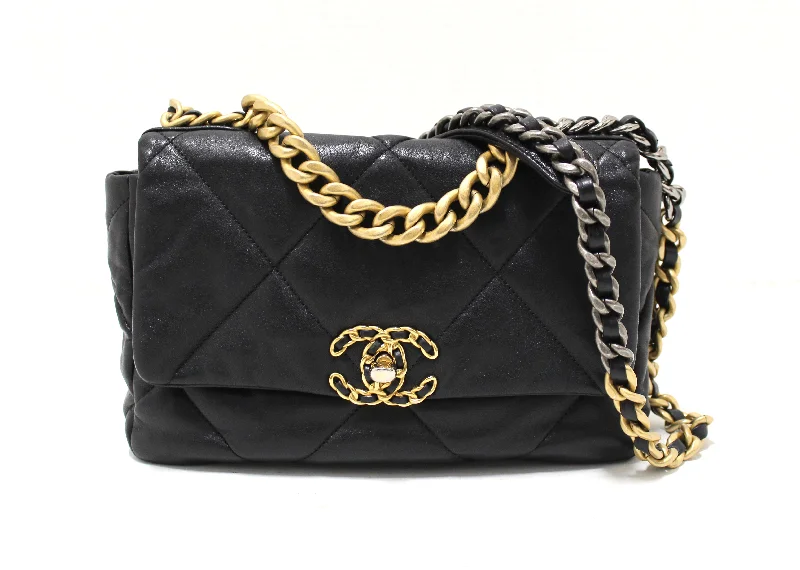 Chanel bags for women who appreciate fine craftsmanshipChanel 19 Medium Black Quilted Lambskin Leather Shoulder Crossbody Bag