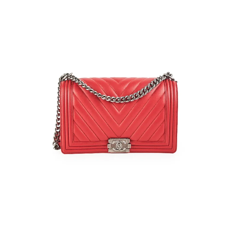 Chanel bags in luxury boutiques worldwideChanel New Medium Boy Lambskin Red