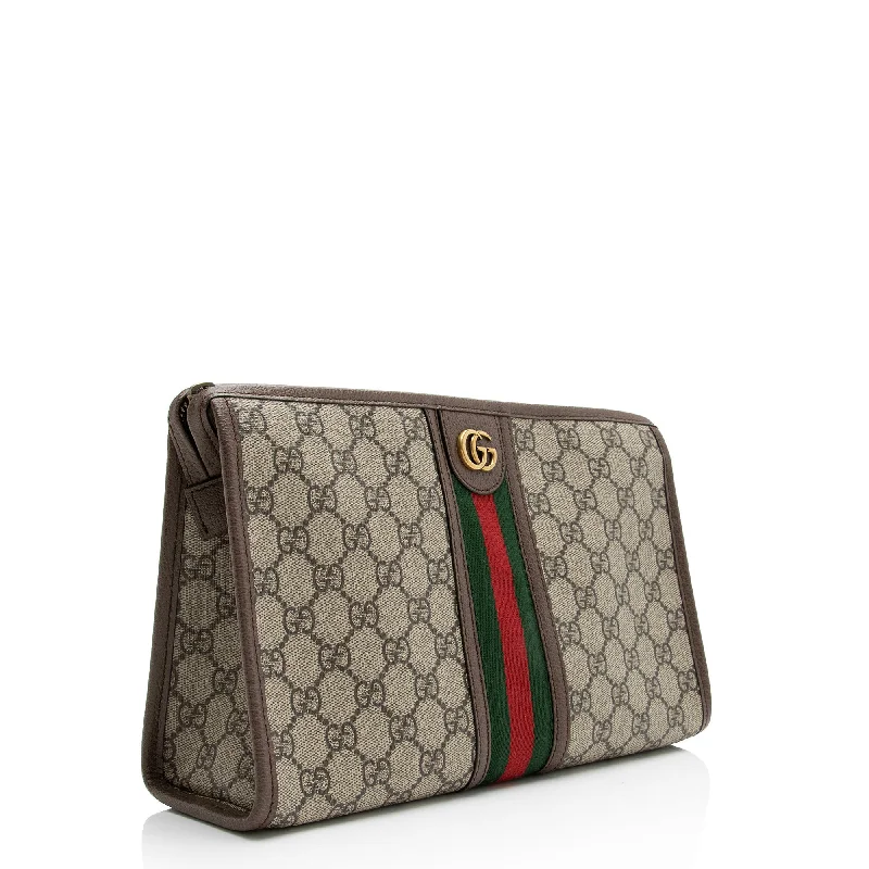 Women Gucci bags with a front - flap pocket for quick - access itemsGucci GG Supreme Ophidia Toiletry Pouch (23132)