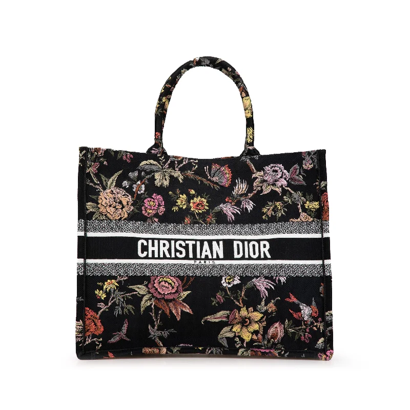 Christian Dior bags with a quilted pattern and gold - toned hardwareBlack Dior Large Canvas Embroidered Book Tote