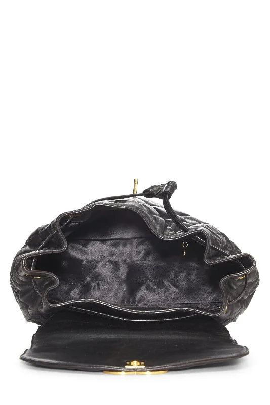 Chanel bags with exclusive seasonal releasesChanel,  Black Quilted Lambskin Backpack Large, Black