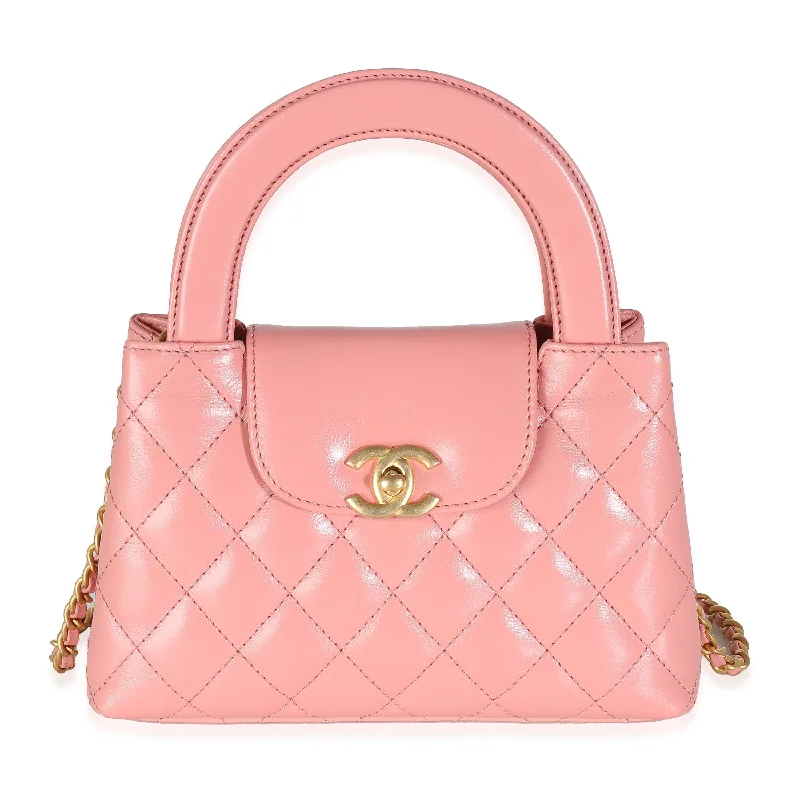 Chanel bags with modern touchesPink Shiny Aged Calfskin Quilted Nano Kelly Shopper