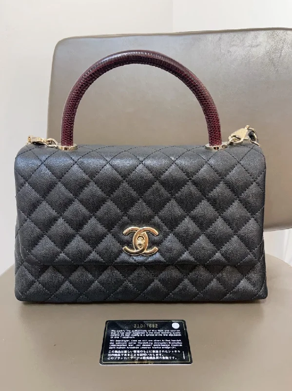 Chanel bags sale 2025Chanel Caviar Black Coco Handle MM Quilted Leather Top Handle Bag